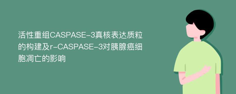 活性重组CASPASE-3真核表达质粒的构建及r-CASPASE-3对胰腺癌细胞凋亡的影响