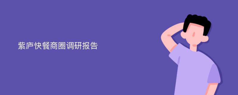 紫庐快餐商圈调研报告